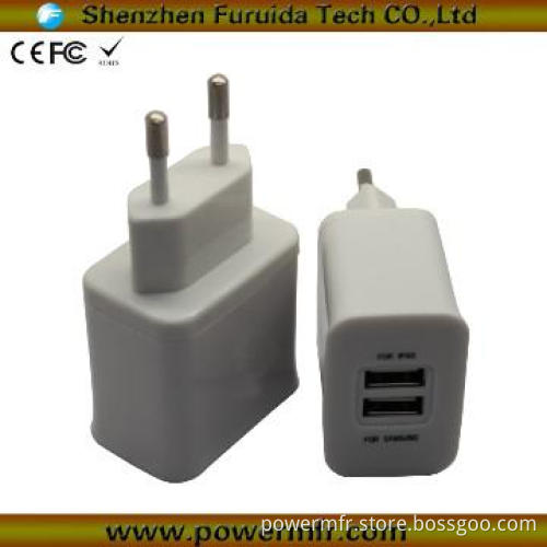 5V 1A dual USB foldable plug wall charger for world market